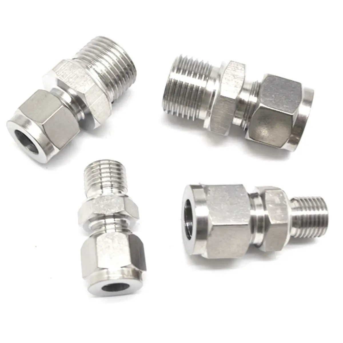 Non-corroding Fit Tube O/D 6/8/10/12mm To M6/M10/M14/M16 Male 304 Stainless Ferrule Pneumatic Air Compression Fitting Gauge