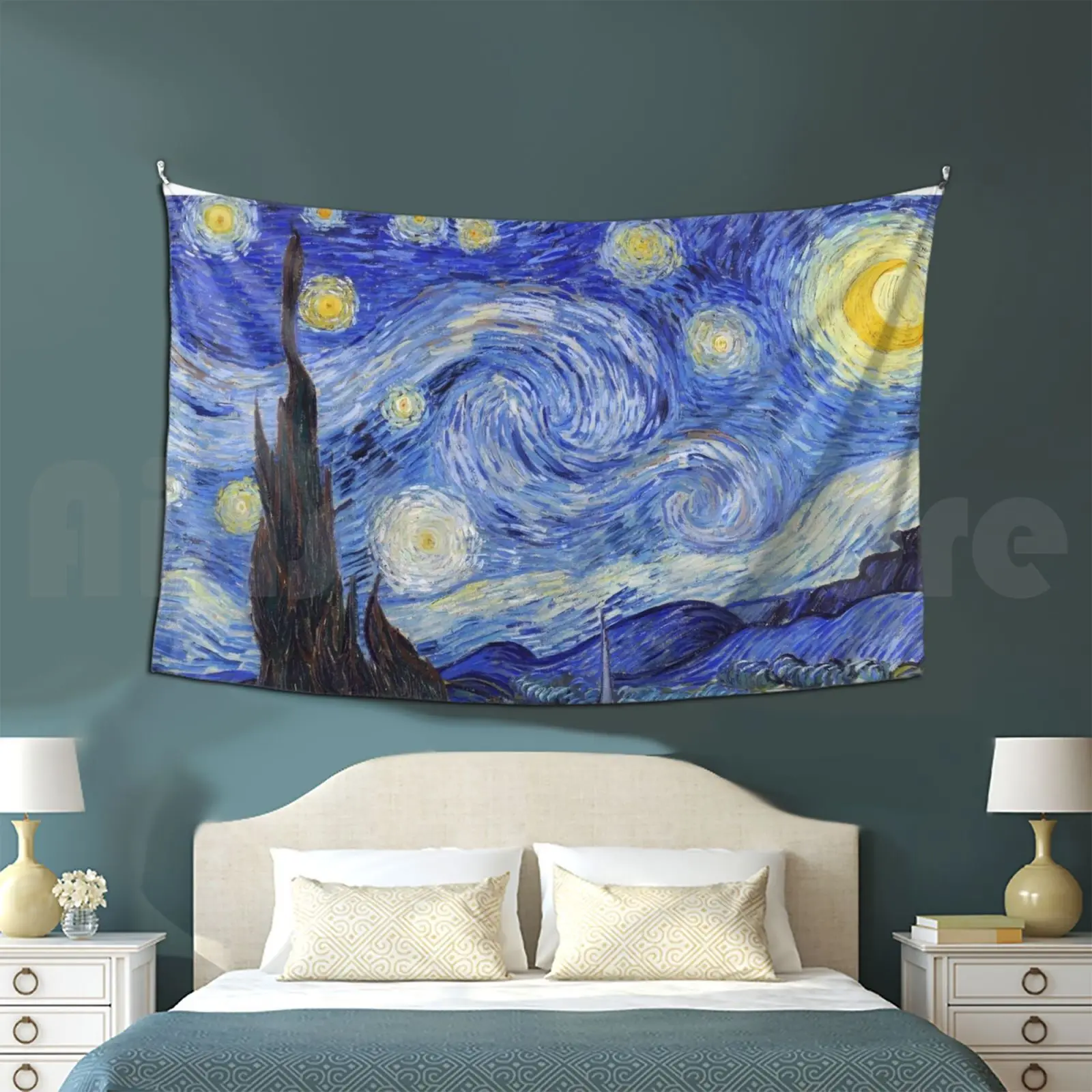 

Starry Night Van Gogh ( Re-Edited ) Tapestry Living Room Bedroom 2804 Starry Night Sky Stars Cypress Night Sky Venus