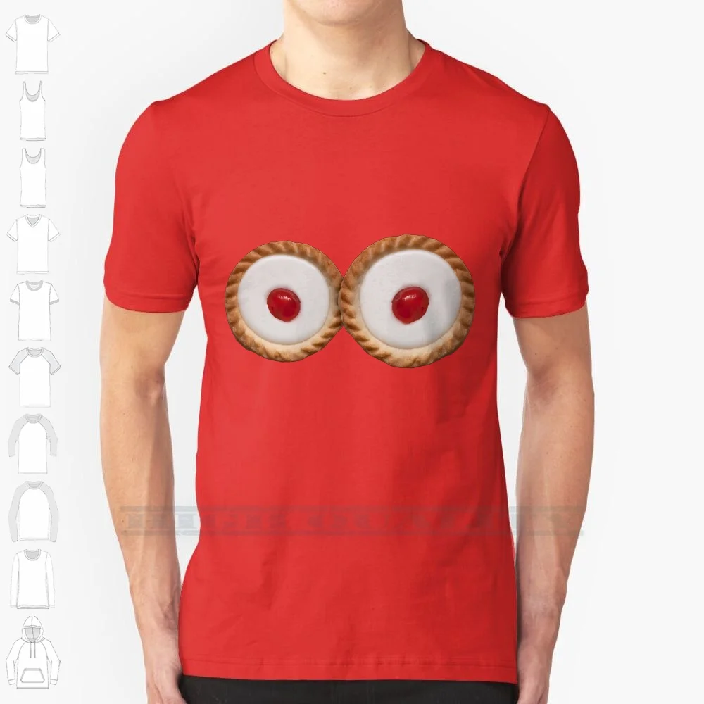 Camiseta 100% algodón para Tartas Bakewell, tetas para pastel, glaseado, cereza, cerezas, comida, dulce, platillo, rugoso, travieso