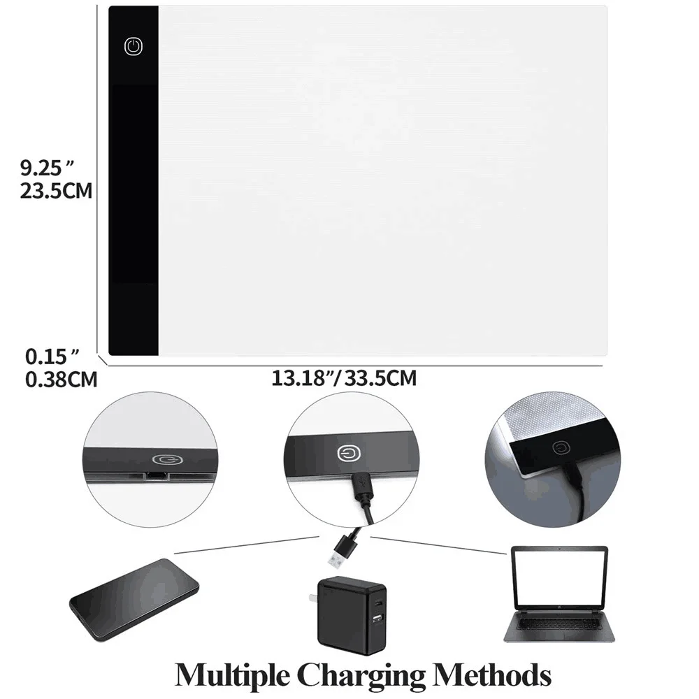 A5/A4/A3 Tablet graficzny pokładzie USB Powered ściemniania podświetlana podkładka LED do rysowania, śledzenia, diament akcesoria do malowania