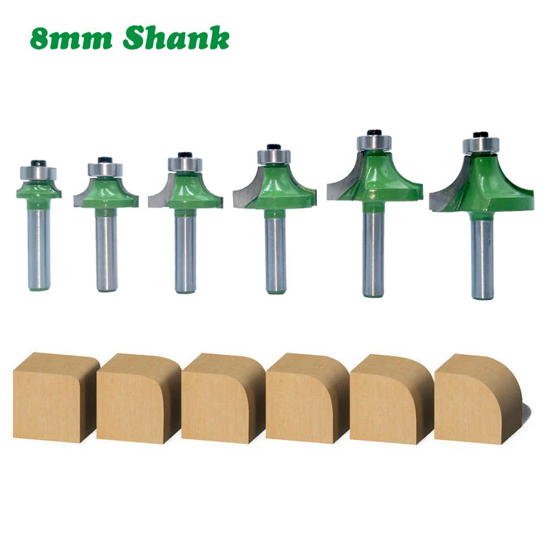 1PC 8MM Shank Milling Cutter Wood Carving Corner Round Over Router Bit With Bearing Milling Cutter Woodworking Tungsten Carbide