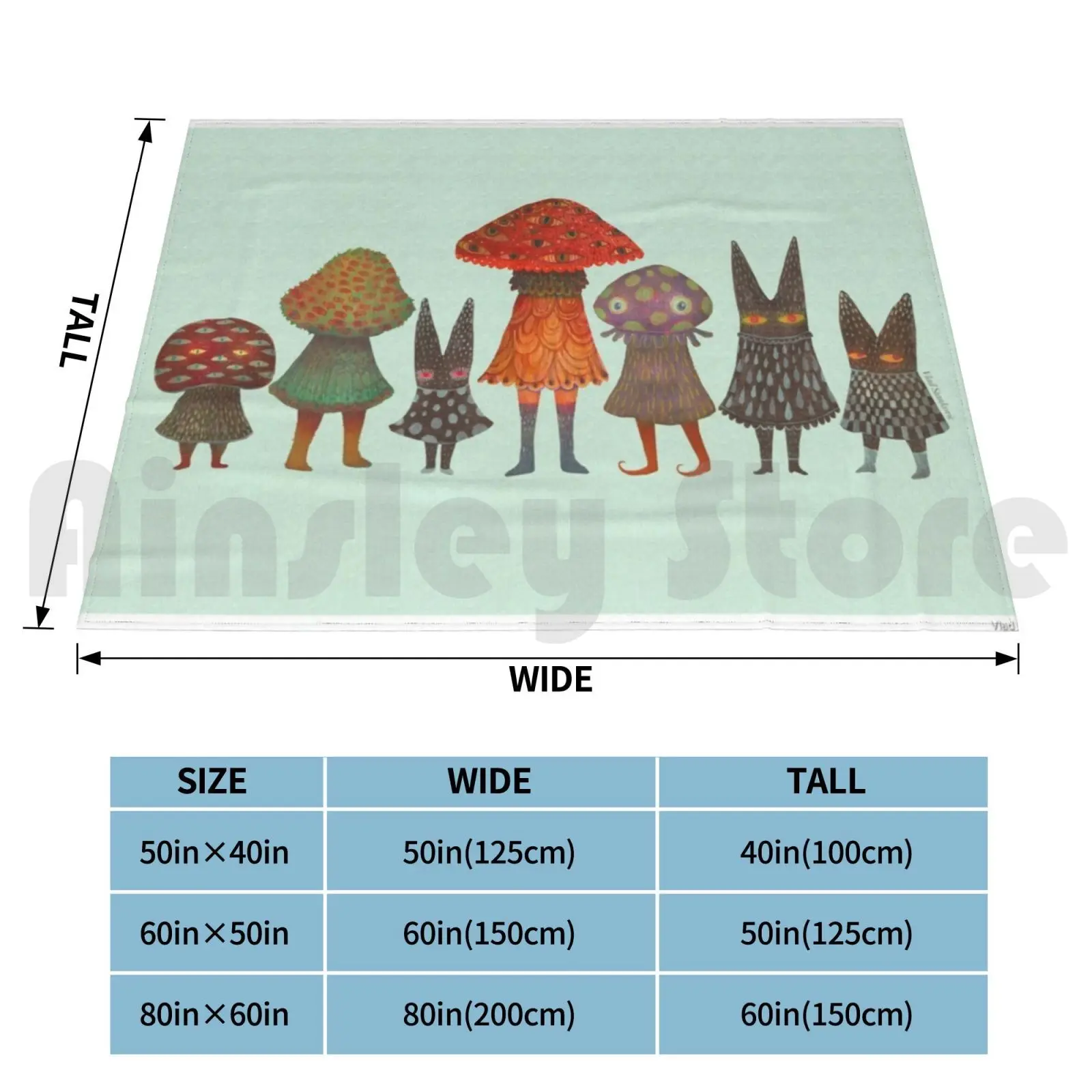 The Forest Lurkers Blanket For Sofa Bed Travel Mushroom Fungi Characters Forest Lurkers Forest Lurkers Woods