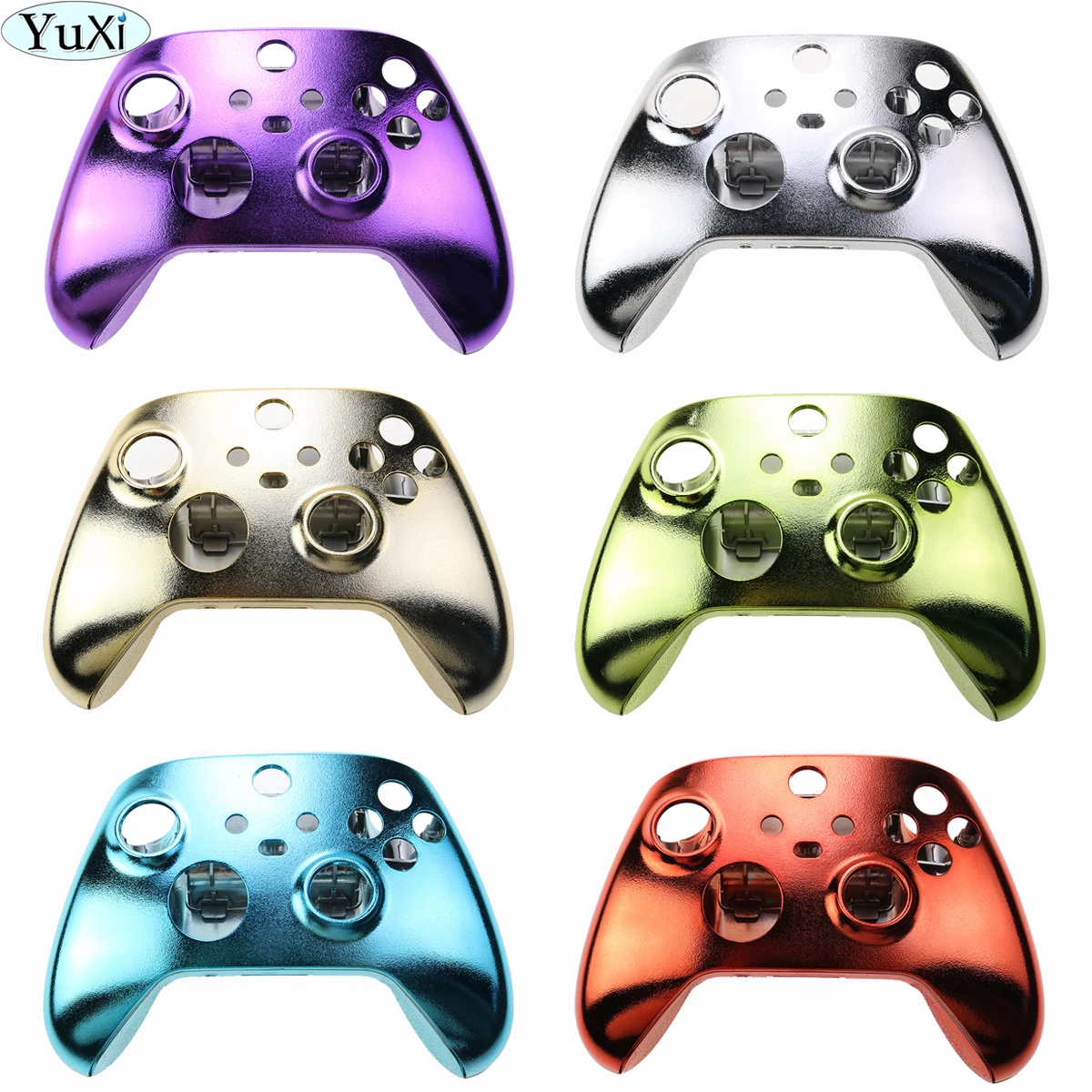 

YuXi Replacement Chrome Housing Shell for Xbox Series X S Controller Front Back Case Top Bottom Shell Faceplate Cover