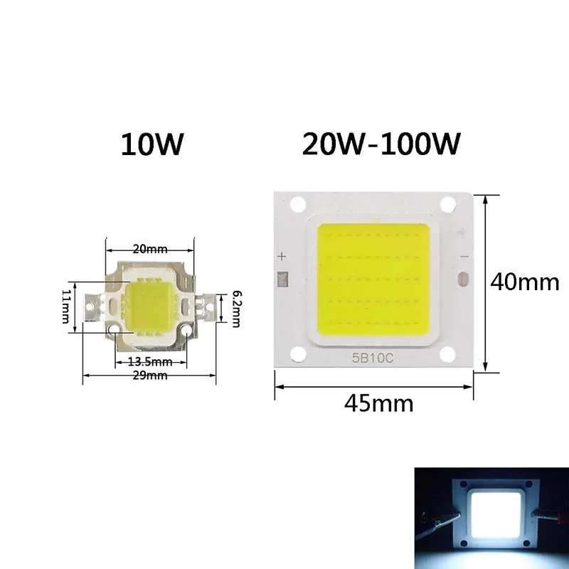 100W 50W 30W 20W 10W DC 9-12V 30-36V COB LED Chip Integrated Matrix Diode Beads DIY Floodlight Spotlight High Power Cool White