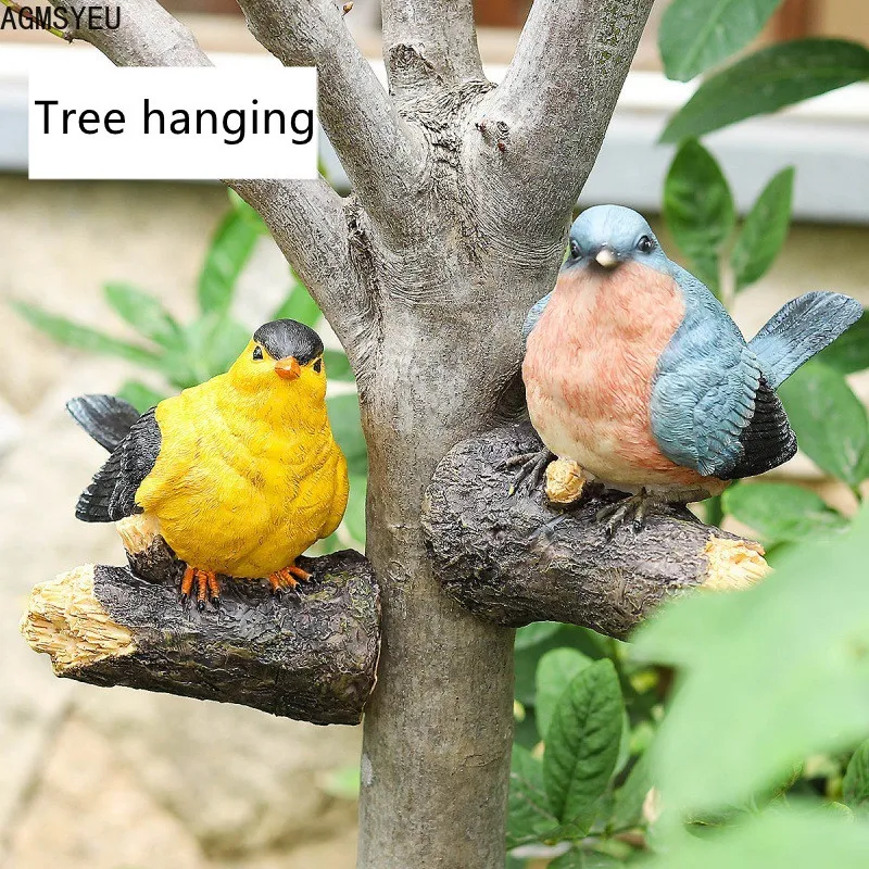 AGMSYEU Simple and Cute Creative Simulation Animal Sculpture Decoration Resin Crafts Outdoor Garden Rockery Woods Pendant