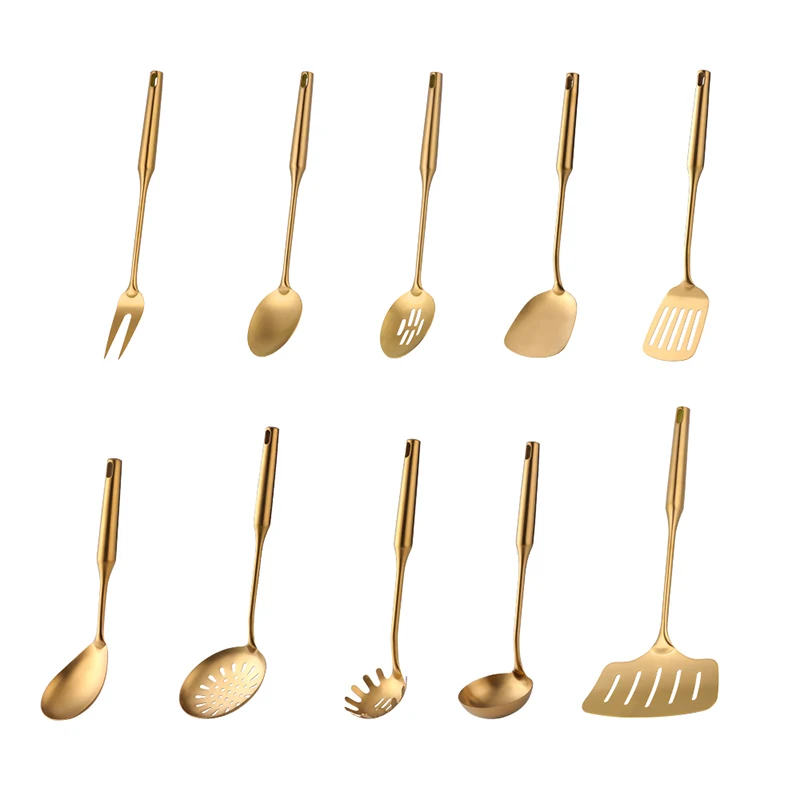 1pcs Stainless Steel Kitchen Tools Gold Cooking Set Spatula Shovel Soup Spoon Turner Tong Kitchen Accessories Kitchenware Gadget