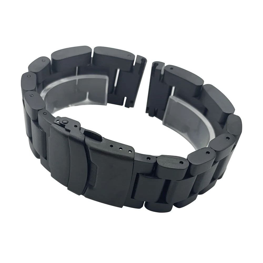 20 Mm 22 Mm 24 Mm 26 Mm Zilver/Zwart Roestvrij Staal Dikker Effen Link Horloge Band Band Vouwen sluiting Met Veiligheid Mannen Vervanging