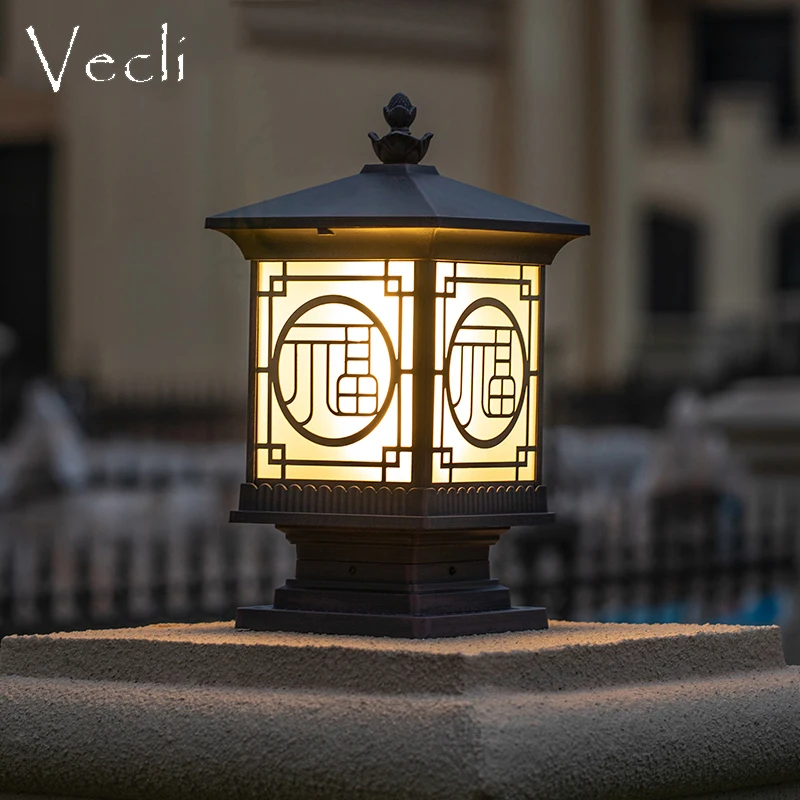 

Wall Lamp Gate Outdoor Courtyard Villa Pillar New Chinese Retro Electric Outdoor Waterproof LED Pillar Lamp