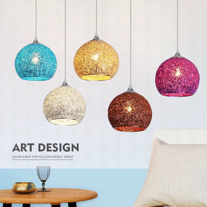 Modern Pendant Lamp Colorful Pendant Light Ball Round Pendant Light Restaurant Cafe Room Creative E27LED Lights Bedroom Fixtures