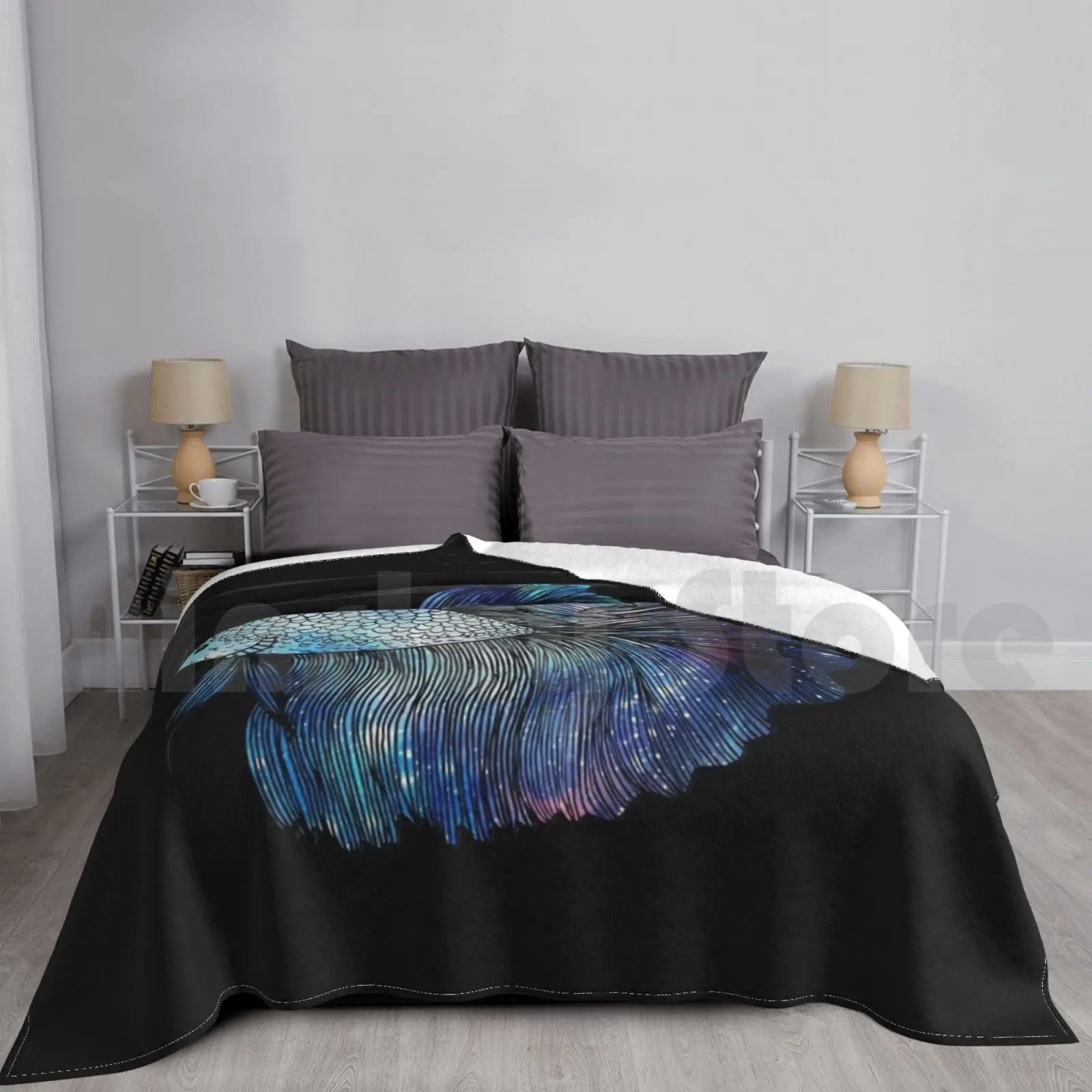 Blue Galaxy Betta Fish Blanket For Sofa Bed Travel Fish Betta Betta Fish Blue Fish Aquarium Fish Fish Lover