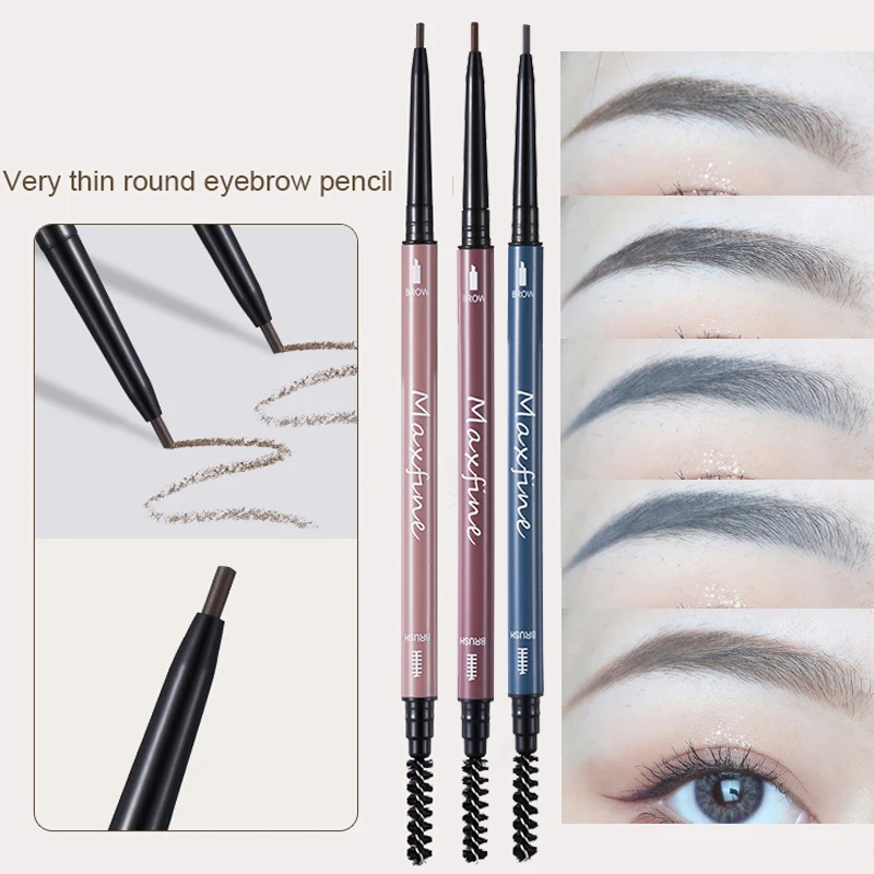 5 Color Ultra-fine Round-headed Eyebrow Pencil Natural Lasting Black Brown Rotary  Waterproof Sweatproof No Fade Eyebrow Pencil