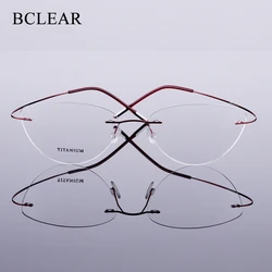 BCLEAR Beta-Ti Designer Brand Style Flexible Memory Metal Rimless Eyeglasses Frame for oculos de grau Glasses Optical Frame