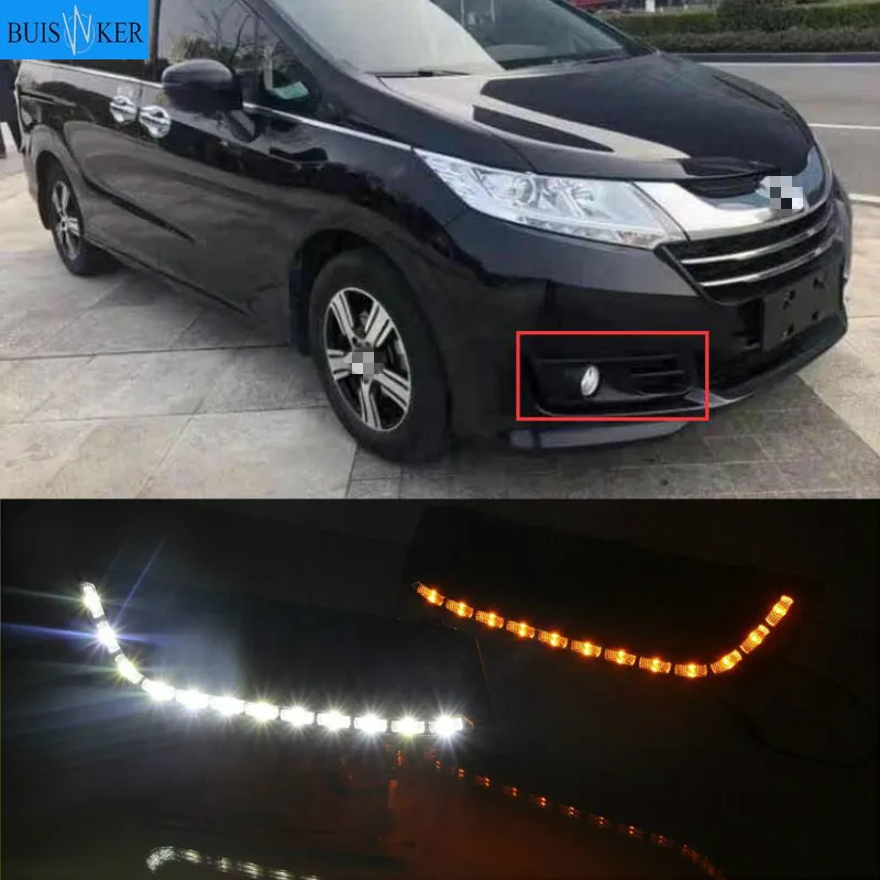 

2Pcs Car LED DRL Kit For Honda Odyssey 2014-2017 DRL Fog Lamp Cover Daytime Running Lights with turn signal 12V Daylight 6 LED