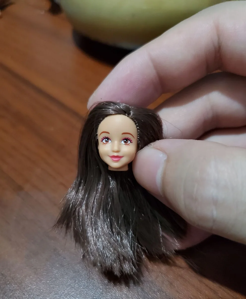 2cm miniature Beautiful girl doll head accessories Long hair short hair Brown Black Wig DIY Make-up toys