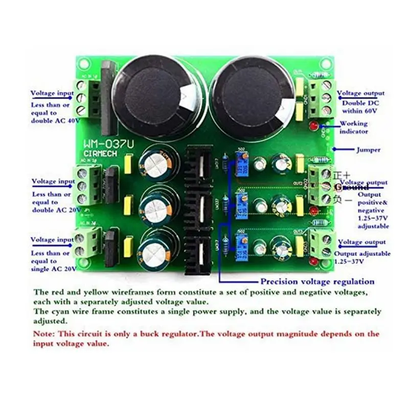 1Pc Positieve En Negatieve Gelijkrichter Filter Power LM317 LM337 Multi-Precisie Verstelbare Gelijkrichter Regulator Filter Plaat Moudle