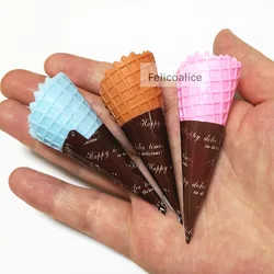 3pcs 7CM 3D Resin Simulation Ice Cream Cone Cabochon Decoration Crafts Miniature Fake Food Embellishments for DIY Scrapbooking