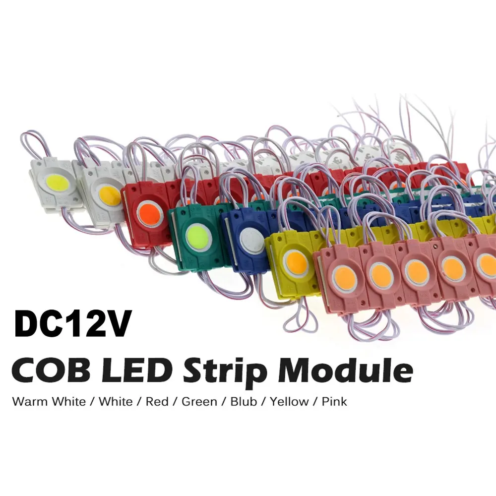 20Pcs/lot LED COB Chip Module White Warm White Yellow Red Green Blue Waterproof Light Advertising Lamp DC12V