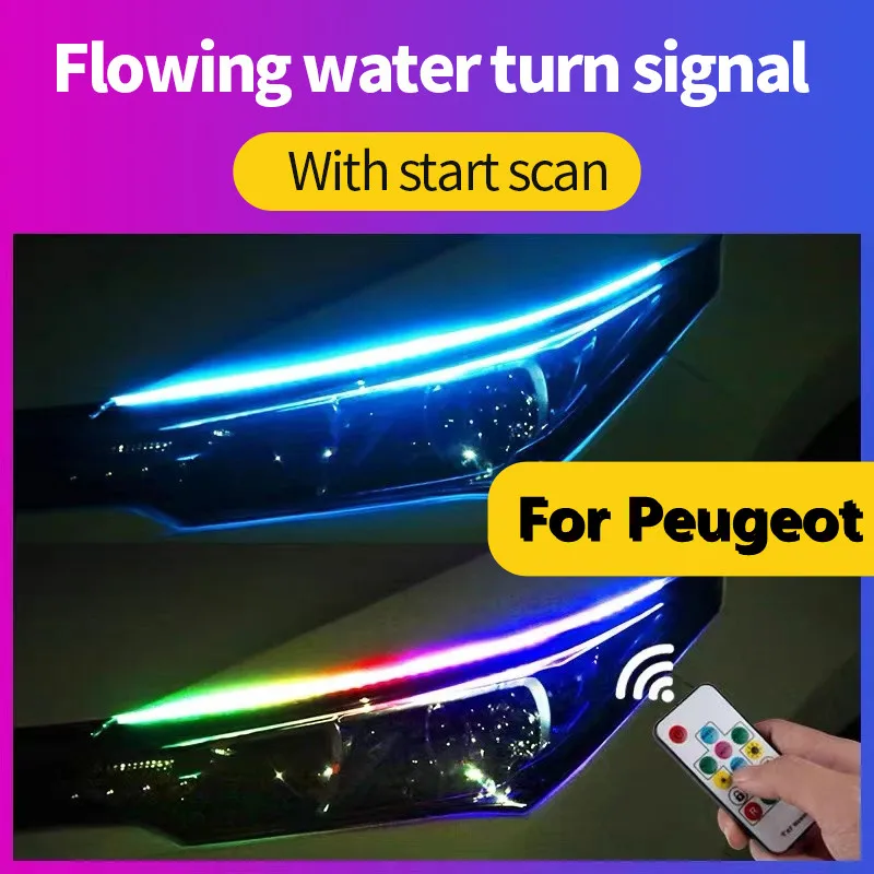 12v Car DRL LED Daytime Running Light Turn Signal Yellow For Peugeot 307 407 308 206 207 408 508 RCZ 1007 2 3008 GT 206 Accesso