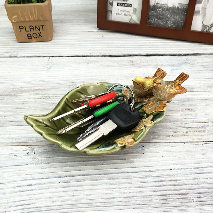 Retro European style ceramic leaf handmade soap box ashtray angel Household Hotel Soap Holder Soap Box