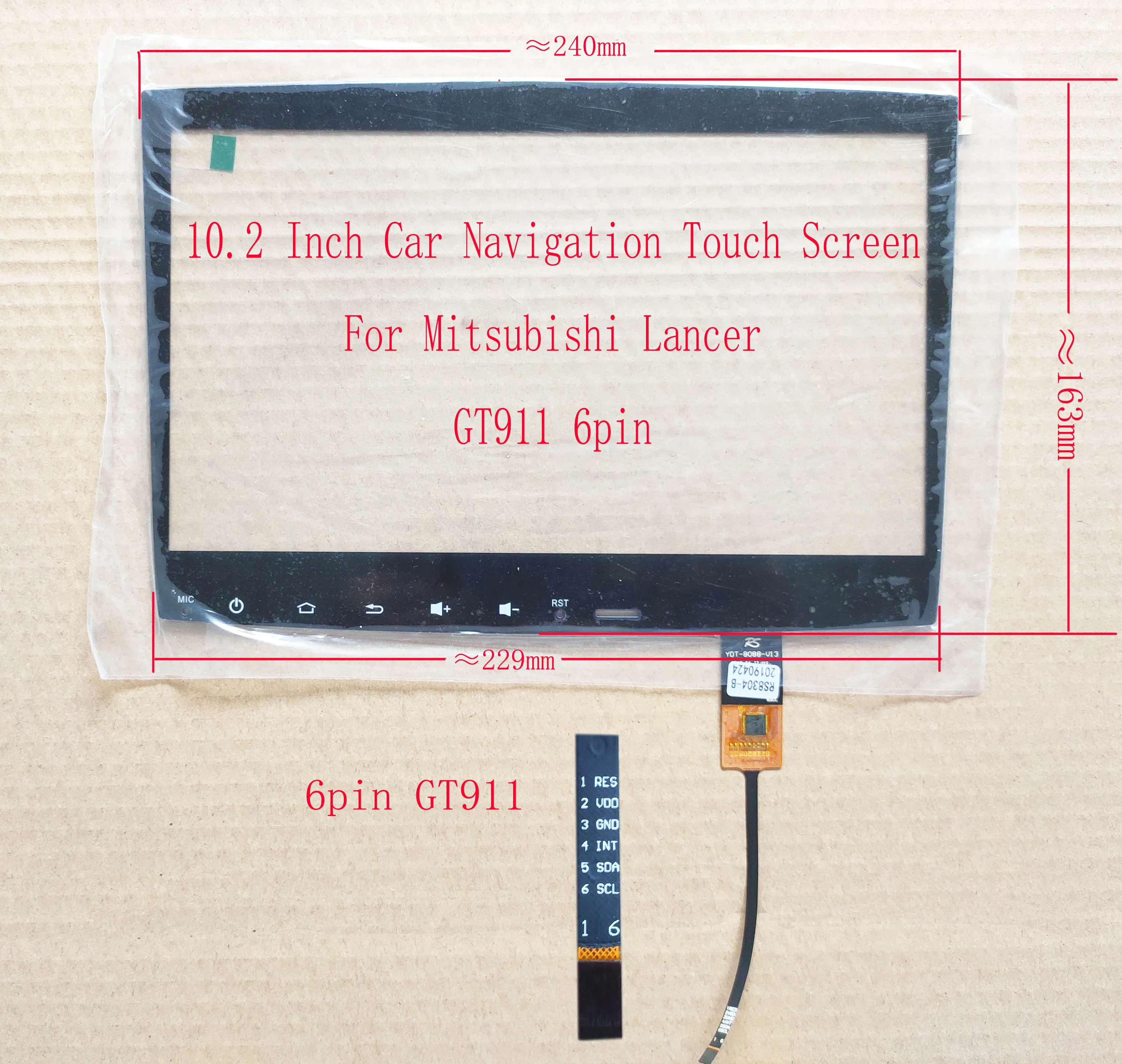 10.1/10.2inch Car Navigation Touch Screen Sensor For Mitsubishi lancer GT911 6pin ZP2092 ZP40920  JST052-101 YT-018-101