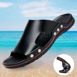 Men's Leather Sandals 2021 Summer New High-quality Beach Slippers Casual Shoes Outdoor Background Beach Shoes Large 45