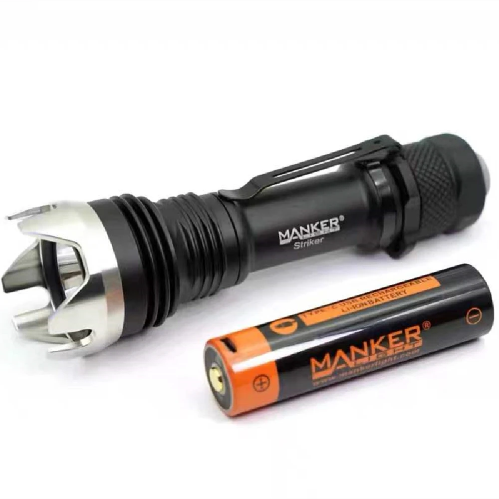 Manker Striker LUMINUS SFT40 LED Removable SS Strike bezel Tactical Flashlight Max 500 Meters Torch Lamp with 2600mAh OTG 18650