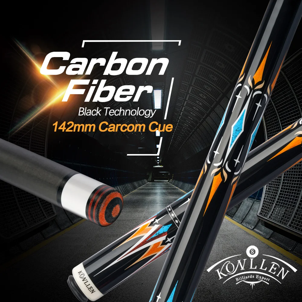 KONLLEN-Carbon Carom Cues, 3 Cushion Carbon Fiber Cues, 12mm, 142cm Radial Pin Joint, Professional Korea Libre Cues, French