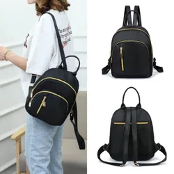 New Women Girls Hot Fashion Black Nylon Mini Backpack Travel School Backpack Shoulder Bag Simple Solid Large Capacity Daily Pack