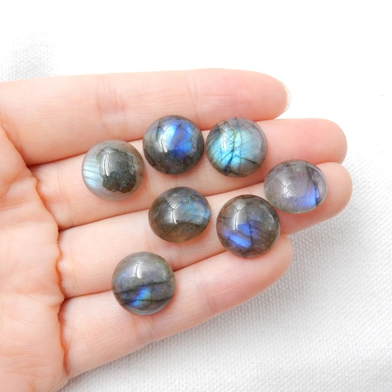 14mm/12mm/10mm Natural Labradorite Dome Flatback Round Cabochon DIY Jewelry Random Selection Of Brightnes Loose Bead