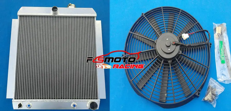 3 Row 56mm Aluminum Radiator + Fan Racing For Chevy Truck Pick Up AT MT 1948-1954 48 49 50 51 52 53