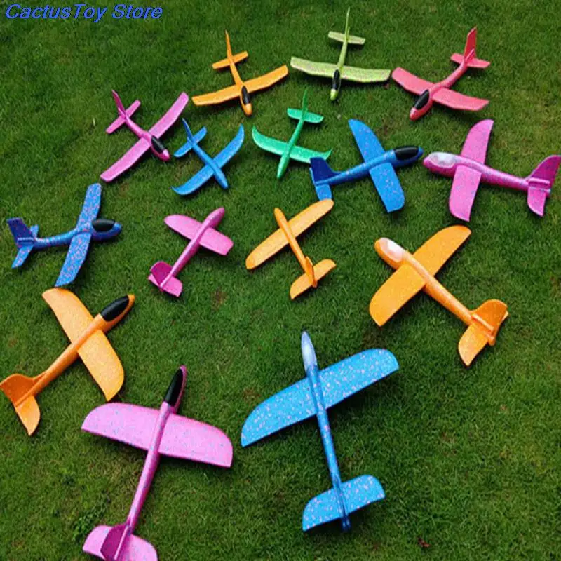 48cm Aircraft Hand Throw Flying Glider Foam Plane LED Light-up Luminous Toys for Children DIY Airplane Model Kids Boys Gift