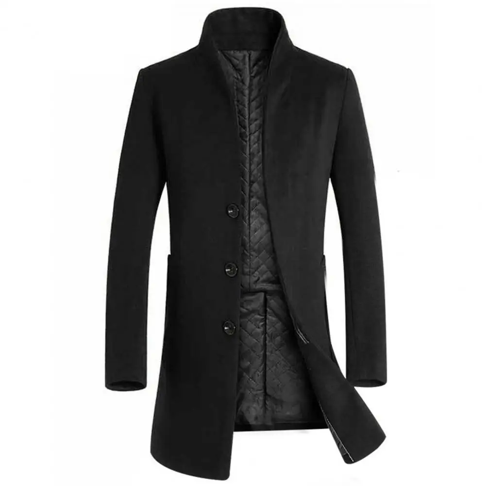 

Winter Jacket Men Stand Collar Overcoat Single-breasted Long Trench Coat Men Cardigan Jacket abrigo hombre пальто мужское зимнее