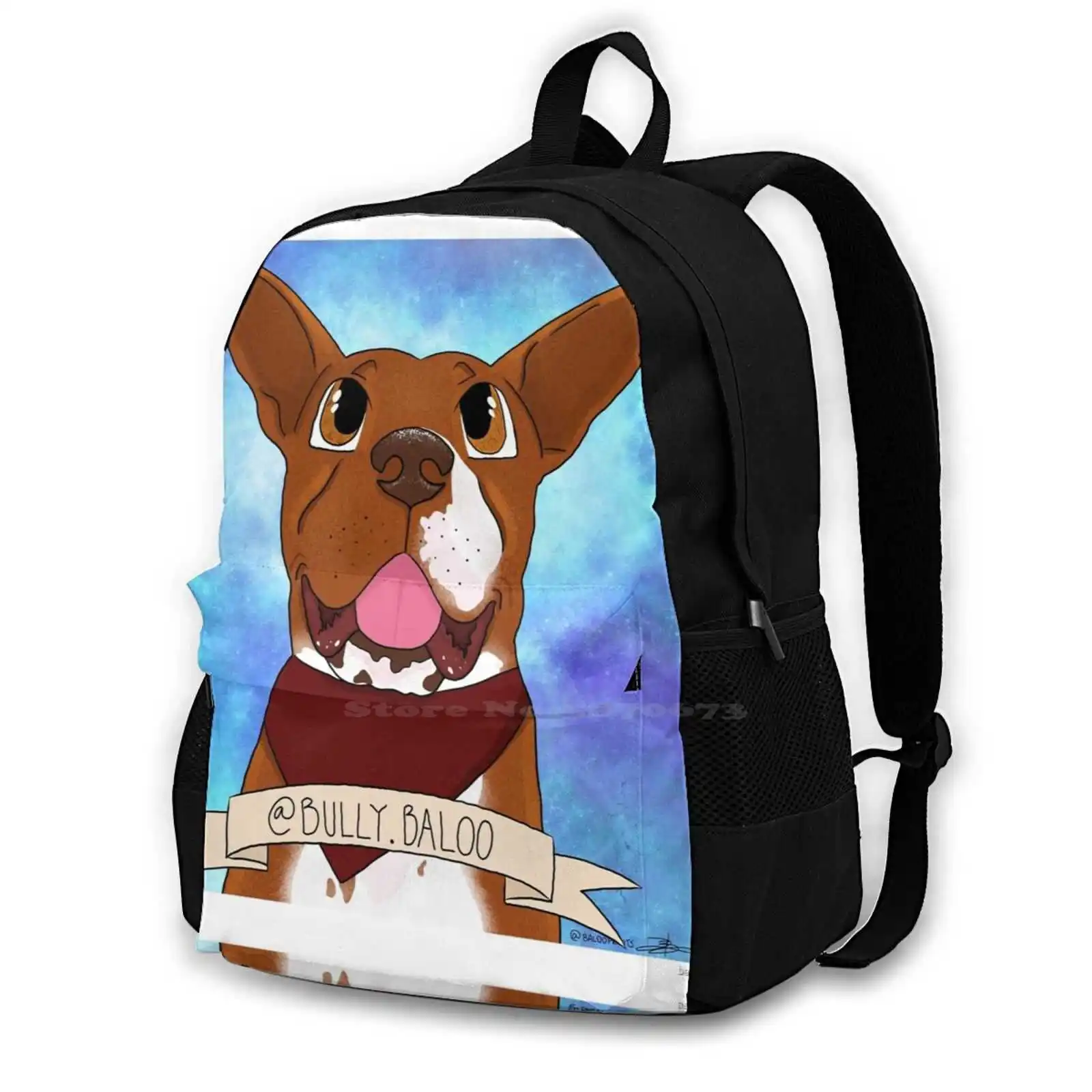 Prints Custom Portraits - 462D Print Design Backpack Student Bag Pit Bull Stafforshire Terrier Staffy Amstaff Dog Portrait