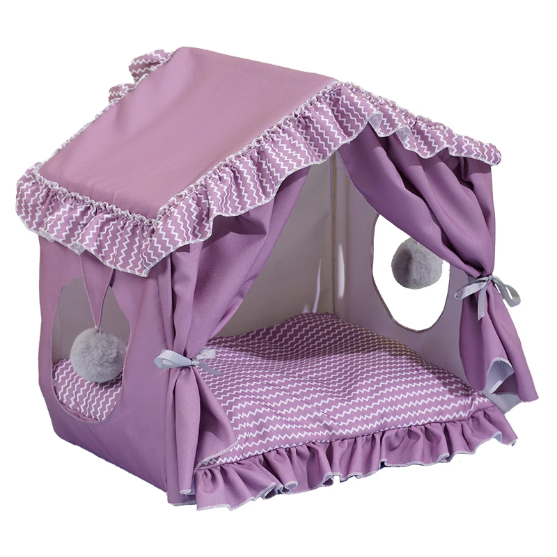 Imagem -02 - Gato Cama Acessórios Gatinho Dormir Casa Cesta Pet Tenda Móveis Almofada Pequenos Animais Canis Wigwam Removível e Lavável