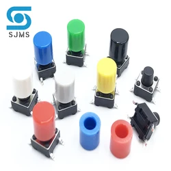 10 Set 6*6*6/6.5/7/8/9/9.5/10/11 mm SMD / DIP-4PIN Tactile Switches Push Button Tact Switch With A56 Color Round Button Cap