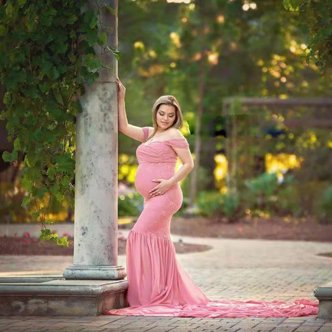 

exy Maternity Photography Prop Maternity Dresses For Photo Shoot Lace Dresses Clothes Off Shoulder Women Pregnancy Dress