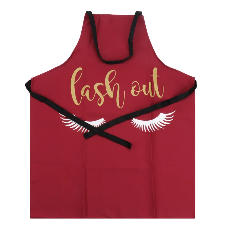 Eyelash Pattern Apron Kitchen Women Adult Home Cooking Baking Cleaning Aprons Bibs Eyelash Extension Makeup Tools