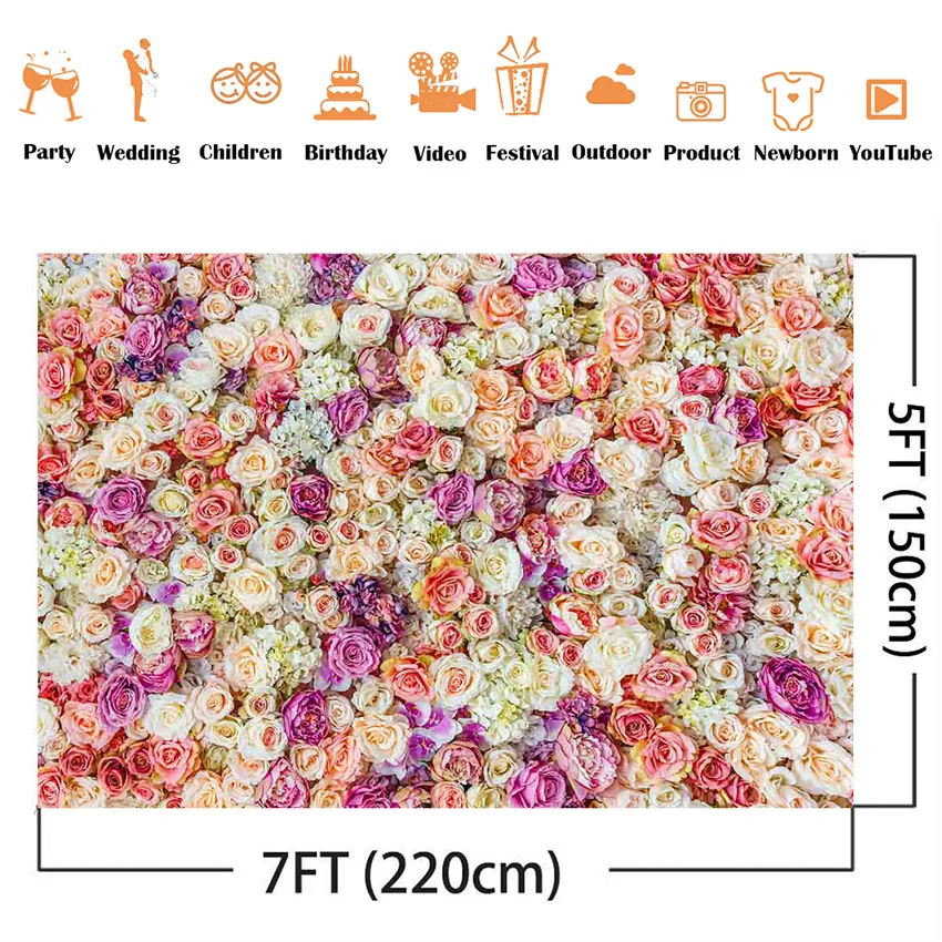 Fondo floral blanco para fotografía, telón de fondo para fotomatón, boda, ducha, boda, boda, Rosa