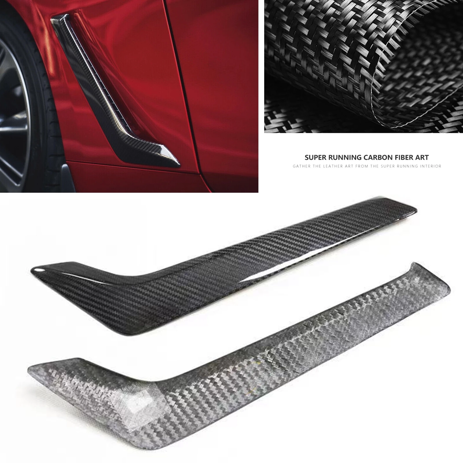 

For Infiniti Q60 Q60S 2015 2016 2017 2018 2019 2020 2021 2022 Carbon Fiber Fender Side Air Vent Trim Front Wheel Intake Spoiler