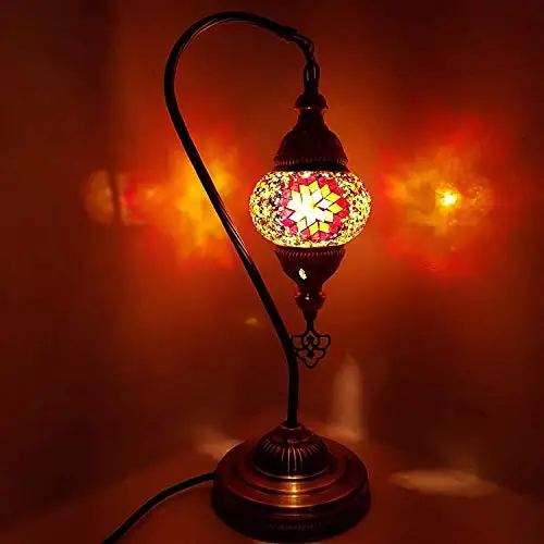 

Handmade Turkish Moroccan Arabian Eastern Bohemian Tiffany Style Glass Mosaic Colourful Table Desk Lamp Lamps Home Decor (SM2)