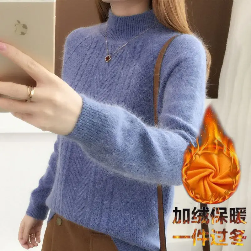 Autumn and winter new loose wind half-high turtleneck sweater women 100 short bottom sweate