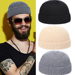 Fashion Cool Pumkin Hat for Man Women Winter Warm Knitting Hiphop Brimless Unisex Beanie Bonnet Korean K-pop Female Skull Cap