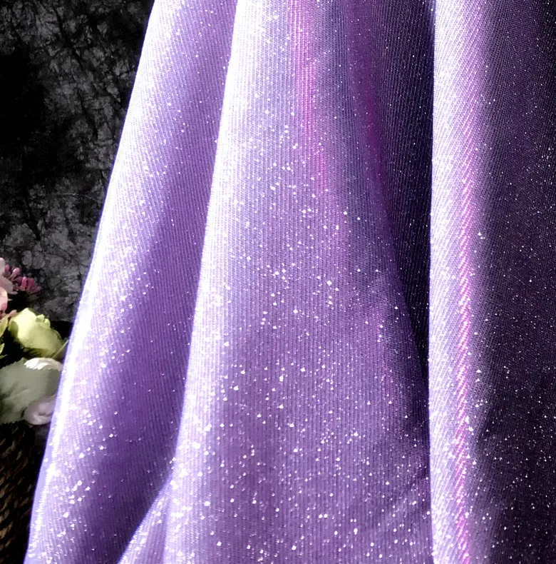 Phantom Blue Gradient Elastic Knitting Flash Powder Sequin Fabric Dress Fashion Show Clothing Fabric