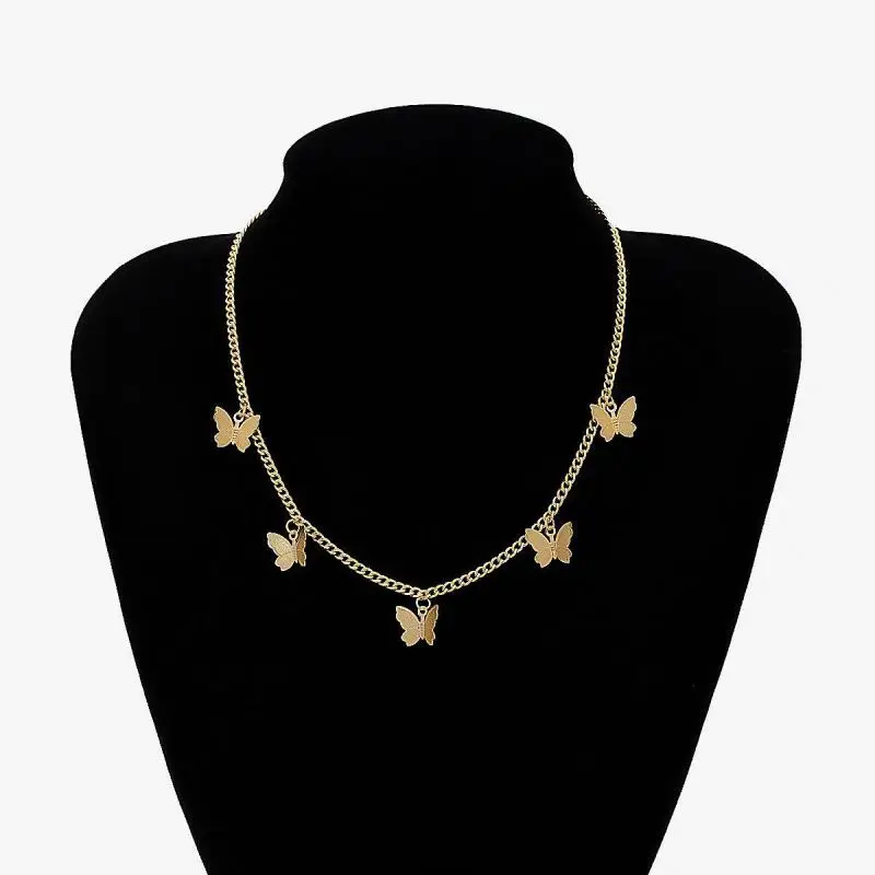 Fashionable Cute Multi-butterfly Pendant Necklace Flying Butterfly Pendant Ladies Temperament Clavicle Necklace Creative Jewelry