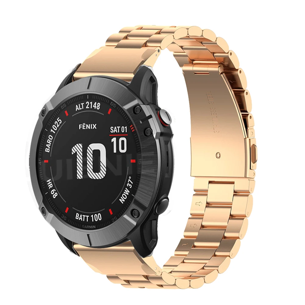 26 22 20มม.สำหรับ Garmin Fenix 5 5X 5S Plus 6 6S 6X Pro 3 3HR สร้อยข้อมือสแตนเลสสตีลสายรัดข้อมือ