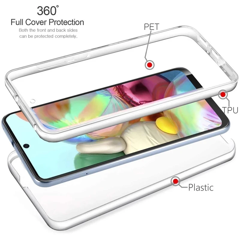 Full Body 360 Front Back Clear Phone Case For Samsung Galaxy A32 A42 A52 A71 A72 A21 A31 A41 A51 A71 S20FE S21Plus A50 A10 Cover