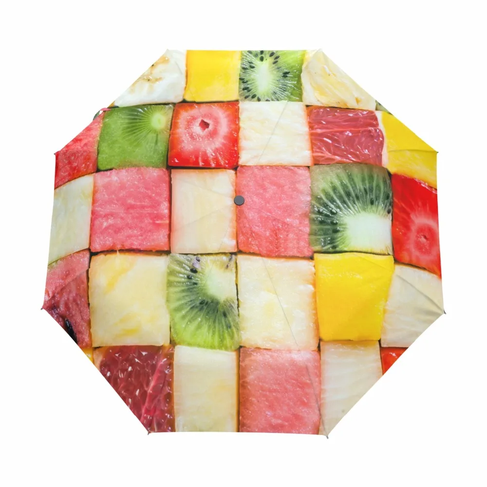 Fantastic Fruit Pattern Painted Women Umbrella Children Umbrellas Three Folding Windproof Rainproof Paraguas Sunny Rainy Parasol