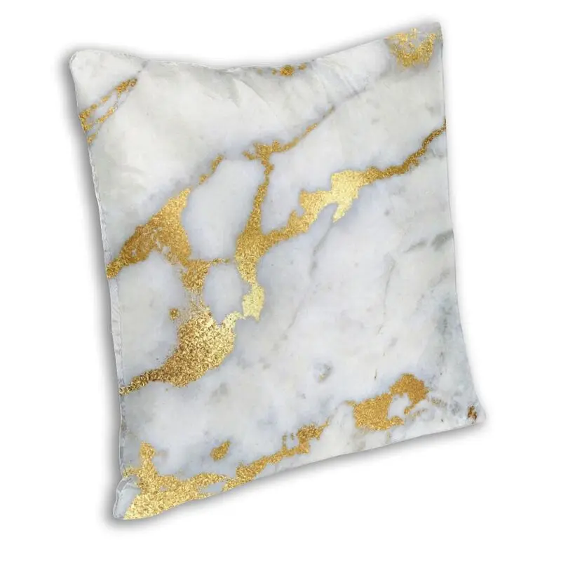 Gold Sparkle Veined Marble Cushion Cover 40x40 Home Decorative Abstract Modern Geometric Graphic Throw Pillow for Living Room