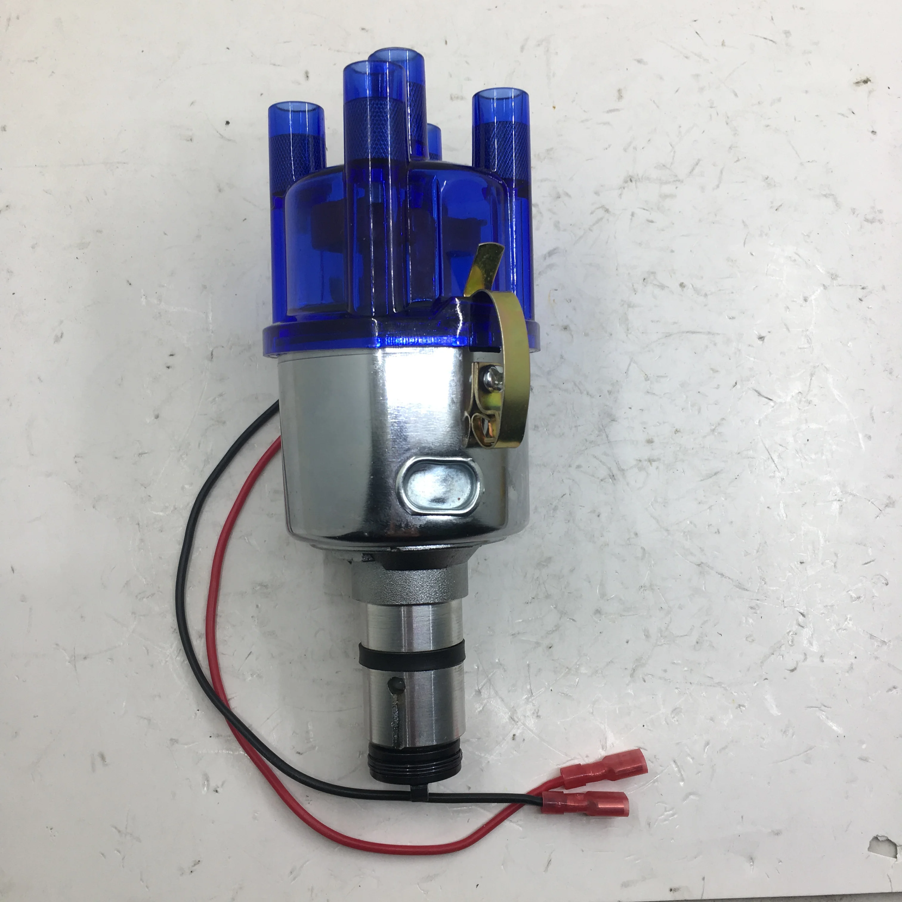SherryBerg complete electrical CENTRIFUGAL DISTRIBUTOR for EMPI 9428 CHROME 009  STOCK CURVE for VW BUG GHIA THING BUS blue cap