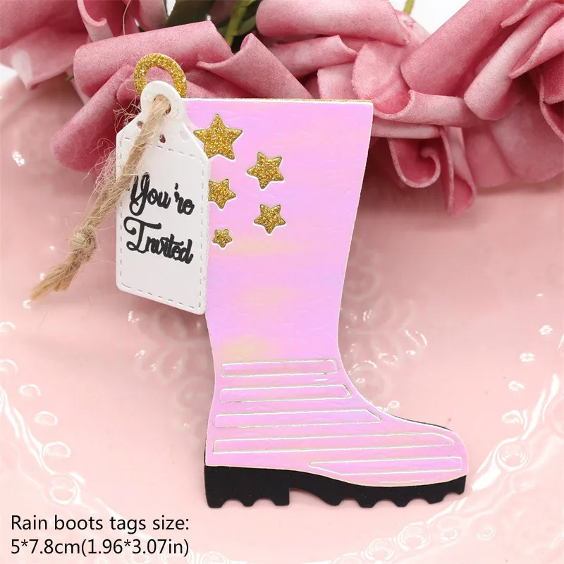 KSCRAFT Rain Boots Tags Metal Cutting Dies for DIY Scrapbooking/Card Making/Kids Fun Decoration Supplies